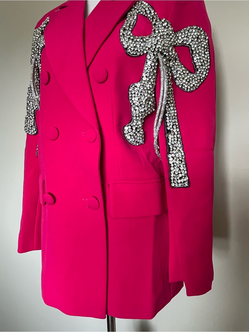 NWT Beulah Style Hot Pink Embellished Bow Jacket/Blazer Size Medium - Picture 3 of 16